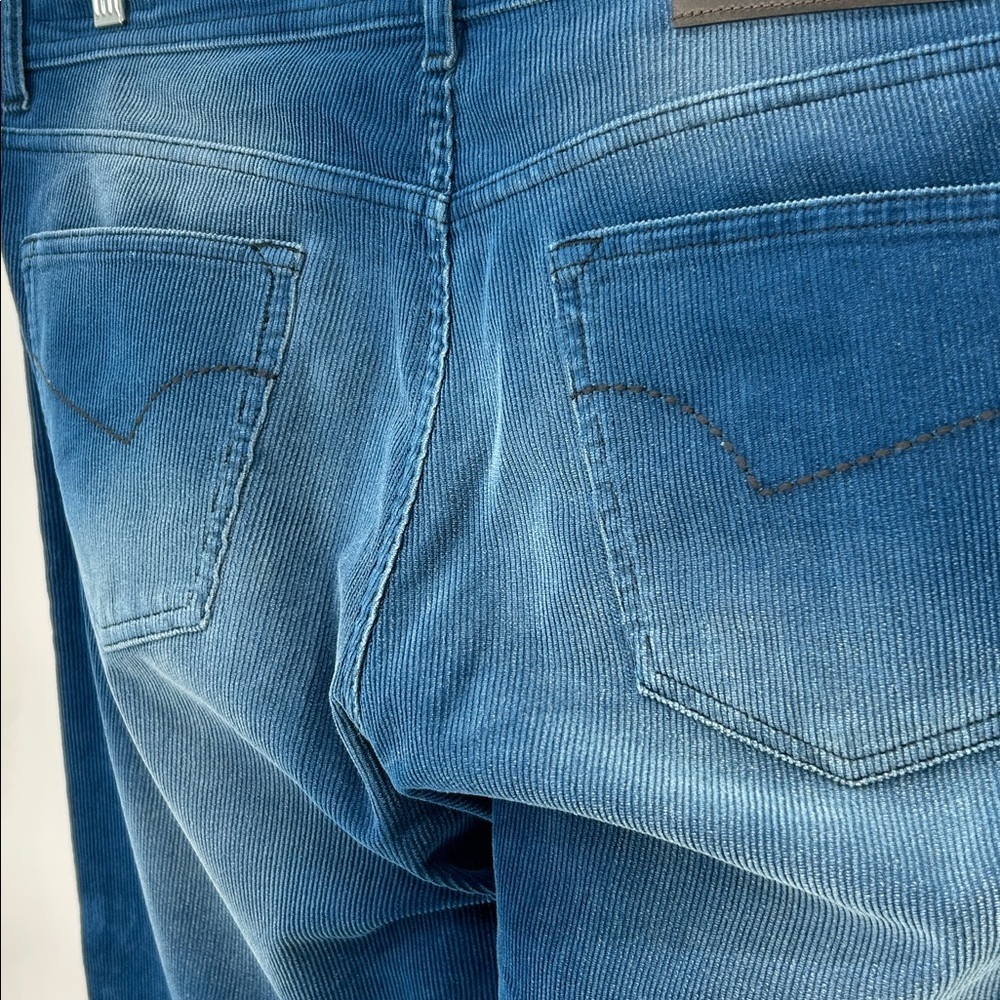 Marco Pescarolo Blue Corduroy Pants Made in Italy Cotton Stretch Size 54 US 38 - Picture 6 of 11